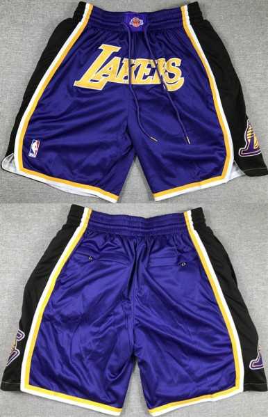 Mens Los Angeles Lakers Purple Black Shorts (Run Small)